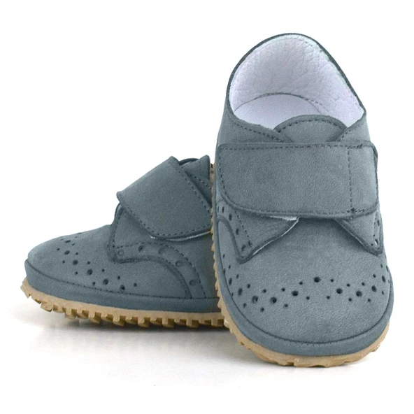 Hakiki Deri Gri Cırtlı Bebek Patik Ayakkabı - Resim 7