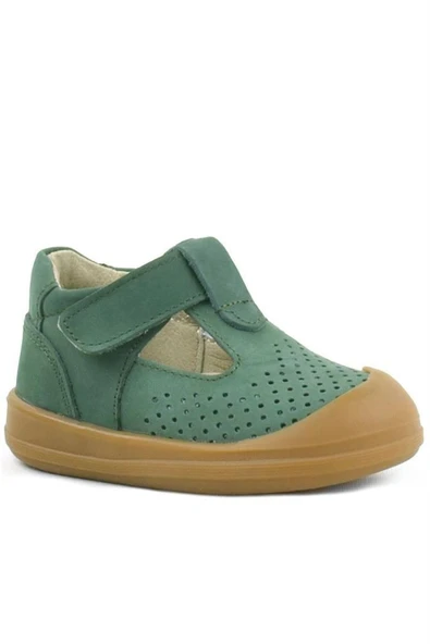 Rakerplus Shaun Hakiki Deri Yeşil Cırtlı Anatomik Bebek Sandalet - Resim 9