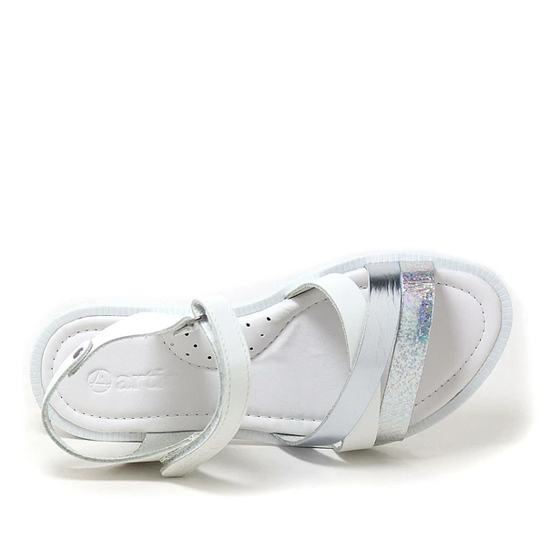 Artico Alexia Hakiki Deri Vaketa Gümüş Beyaz Kız Çocuk Sandalet - 6