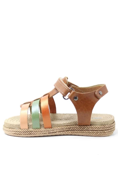 Artico Bellini Hakiki Deri Taba Vaketa Kız Bebek Çocuk Sandalet - 3