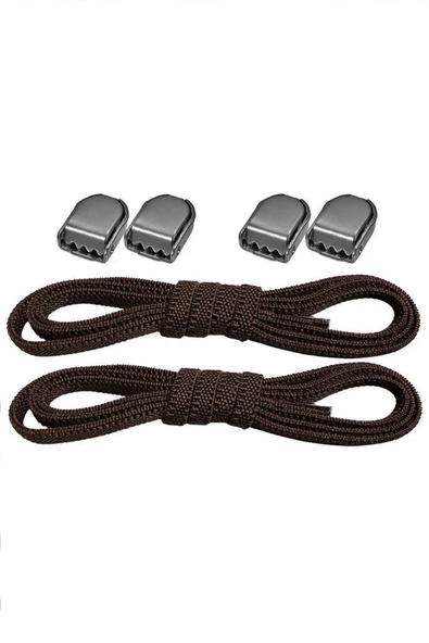 Akıllı Kilitli Ayarlanabilir 1 Çift Kahverengi 6 MM Lastik Pratik Bağcık ürün görseli