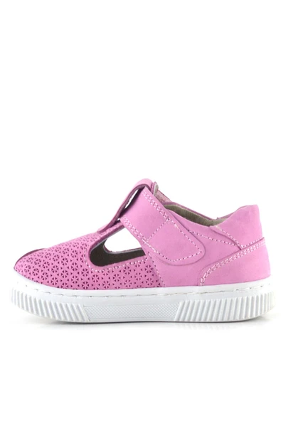 Rakerplus Bheem Hakiki Deri Pembe Cırtlı Çiçek Detaylı Bebek Sandalet - 6