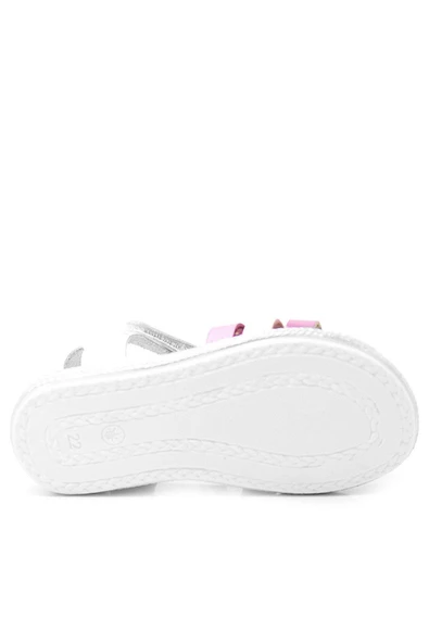 Artico Bellini Vaketa Hakiki Deri Beyaz Fuşya Pembe Kız Bebek Çocuk Sandalet - 6