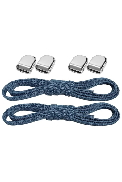 Akıllı Kilitli Ayarlanabilir Lacivert 6 MM Lastik Pratik Bağcık 1 Çift ürün görseli