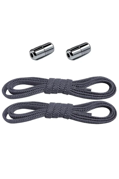 Ayarlanabilir 1 Çift Koyu Gri Vidalı Kapsül Uçlu 6 MM Lastik Pratik Bağcık ürün görseli