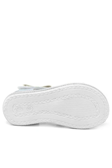 Artico Elenis Hakiki Deri Gümüş Kız Bebek Sandalet - 7