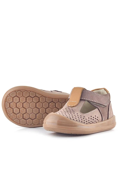 Rakerplus Shaun Hakiki Deri Kum Taba Cırtlı Anatomik Bebek Sandalet - 6