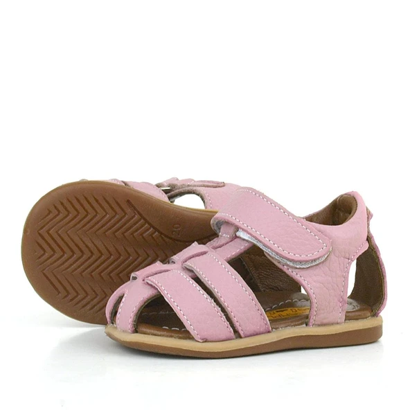 Rakerplus Hakiki Deri Pembe Yumuşak Bebek Sandalet Ayakkabı - 5