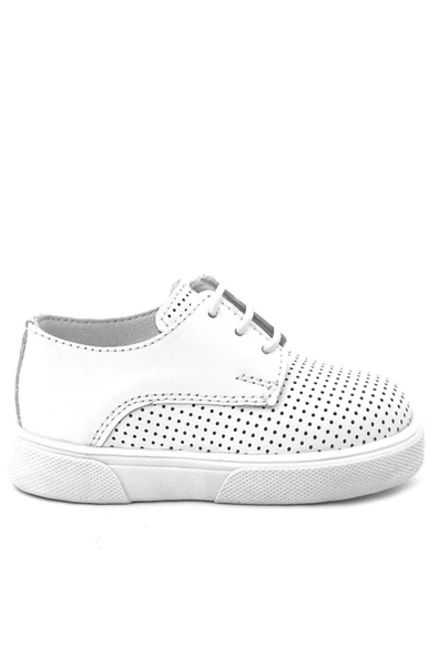 Rakerplus Hakiki Deri Beyaz Lastikli Erkek Çocuk Günlük Ayakkabı - Resim 12