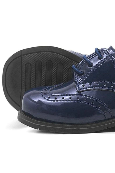 Rakerplus Titan Lacivert Rugan Bağcıklı Klasik Erkek Bebek Ayakkabı - Resim 7