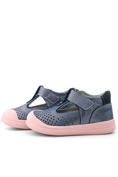 Rakerplus Shaun Hakiki Deri Lacivert Simli Cırtlı Anatomik Bebek Sandalet - 7