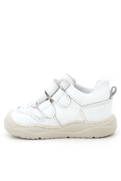 Rakerplus Schaggy Hakiki Deri Beyaz Cırtlı Bebek Spor Ayakkabı - Resim 5