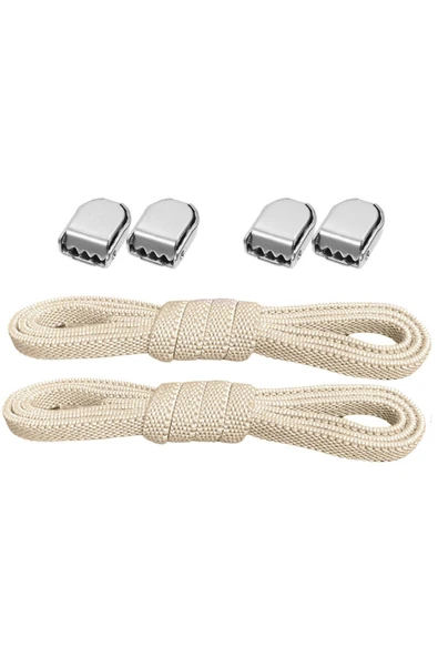 Akıllı Kilitli Ayarlanabilir 1 Çift Bej 6 MM Lastik Pratik Bağcık