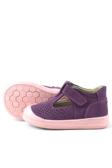 Rakerplus Shaun Hakiki Deri Mor Cırtlı Anatomik Bebek Sandalet - 6