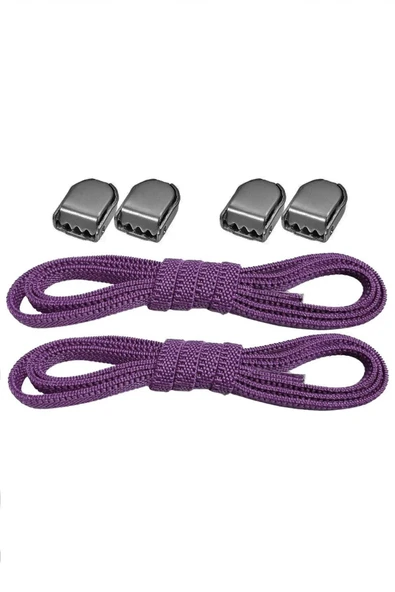 Akıllı Kilitli Ayarlanabilir 1 Çift Mor 6 MM Lastik Pratik Bağcık ürün görseli