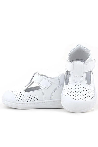 Rakerplus Shaun Hakiki Deri Beyaz Cilt Cırtlı Anatomik Bebek Sandalet - 6