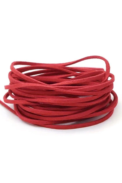 Hakiki Deri Kırmızı 5 MM 10 M Kordon Bağcık ürün görseli