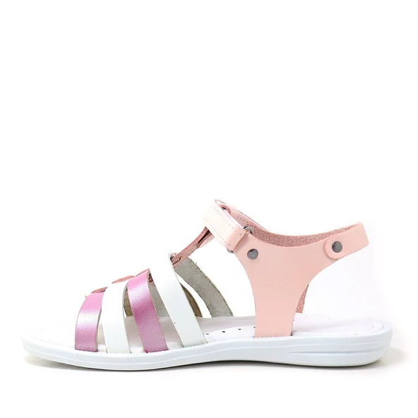 Artico Bellini Hakiki Deri Vaketa Pudra Pembe Kız Çocuk Sandalet - Resim 3