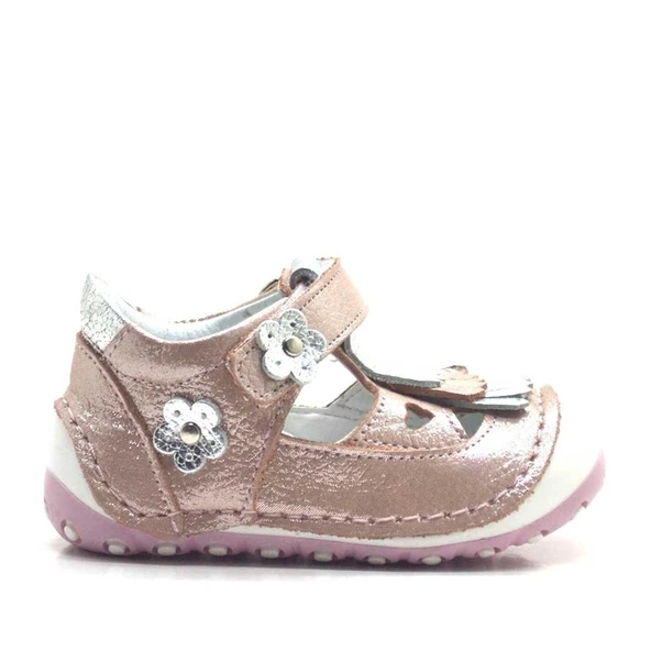 Hakiki Deri Püsküllü Pembe Cırtlı Yazlık İlk Adım Ayakkabı - Resim 2