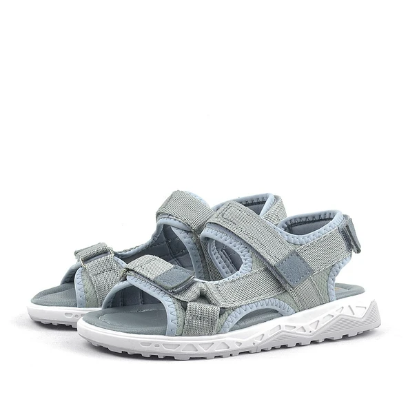 Rakerplus Gri Kordon Detaylı Konfor Tabanlı Cırtlı Çocuk Sandalet - Resim 4