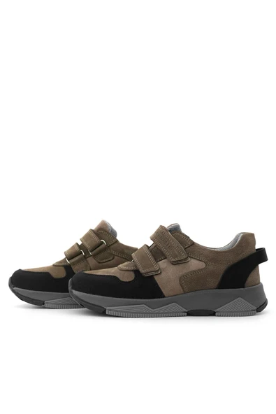 Rakerplus Hakiki Deri Kahverengi Siyah Çocuk Sneakers Spor Ayakkabı - Resim 6