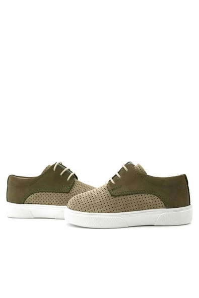 Rakerplus Hakiki Deri Vizon Haki Lastikli Erkek Çocuk Günlük Ayakkabı - Resim 8