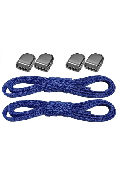 Akıllı Kilitli Ayarlanabilir 1 Çift Saks Mavisi 6 MM Lastik Pratik Bağcık ürün görseli