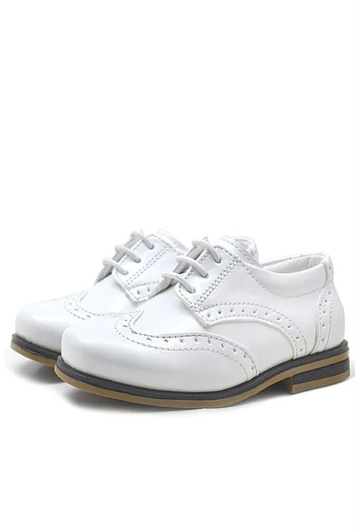 Rakerplus Titan Beyaz Rugan Bağcıklı Klasik Erkek Çocuk Klasik Ayakkabı - Resim 4