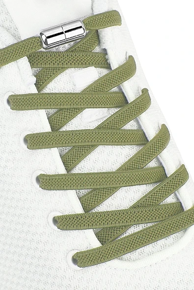 Ayarlanabilir 1 Çift Yeşil Vidalı Kapsül Uçlu 6 MM Lastik Pratik Bağcık - 2