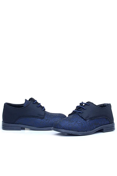 Rakerplus Lacivert Siyah Bağcıklı Takım Elbise Klasik Çocuk Ayakkabı - 7
