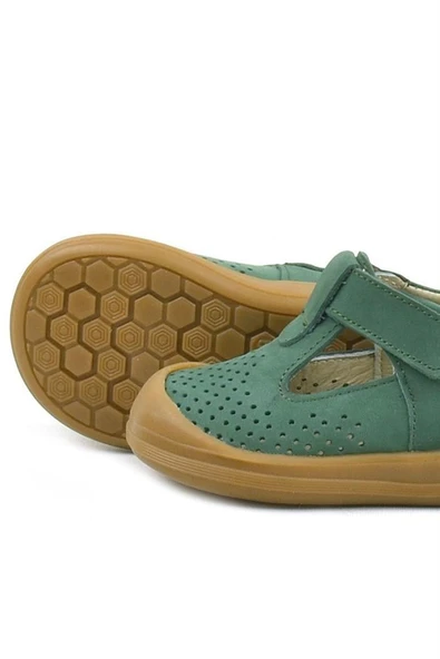 Rakerplus Shaun Hakiki Deri Yeşil Cırtlı Anatomik Bebek Sandalet - Resim 7