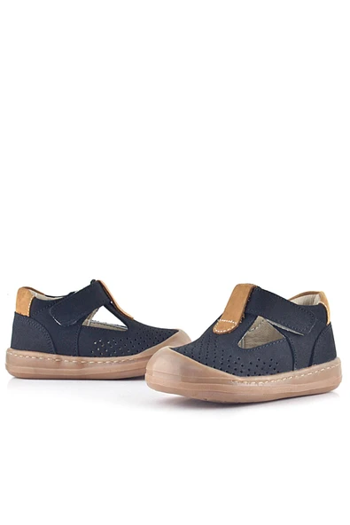 Rakerplus Shaun Hakiki Deri Siyah Taba Cırtlı Anatomik Bebek Sandalet - 7