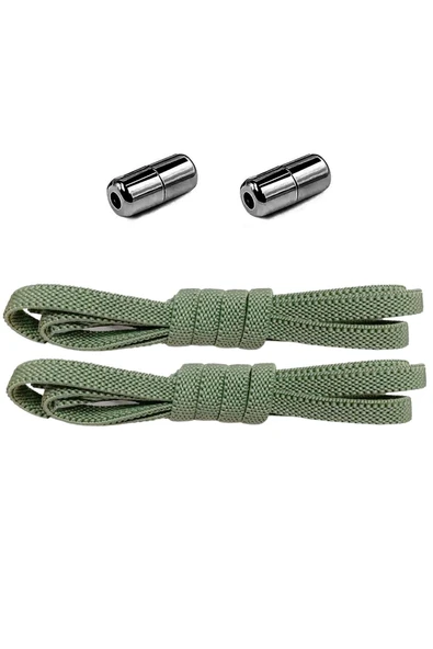Ayarlanabilir 1 Çift Haki Yeşil Vidalı Kapsül Uçlu 6 MM Lastik Pratik Bağcık ürün görseli