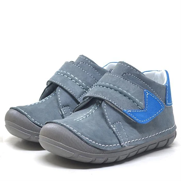 Rakerplus Popeye Hakiki Deri Gri Mavi İlk Adım Unisex Bebek Ayakkabısı - Resim 5