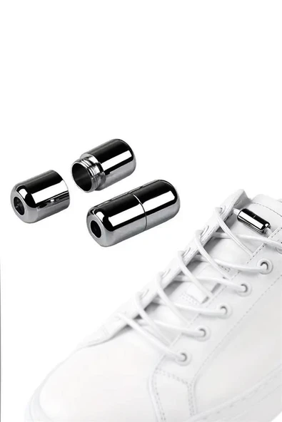 Vidalı Platin Renk 5 Çift Ayakkabı Bağcık Ucu - Resim 5