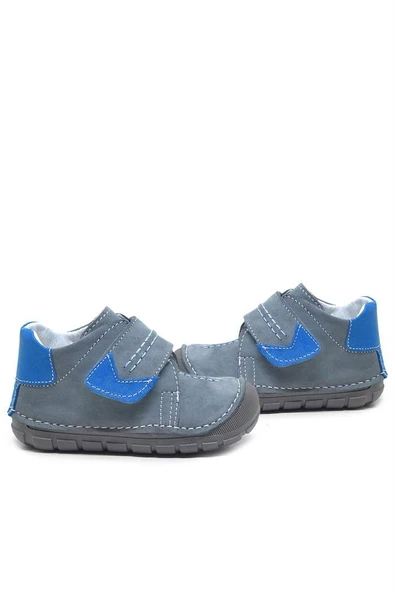 Rakerplus Popeye Hakiki Deri Gri Mavi İlk Adım Unisex Bebek Ayakkabısı - Resim 10