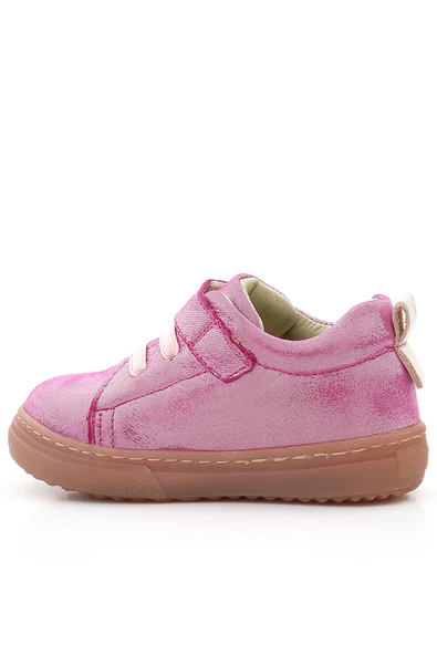 Anatomik Hakiki Deri Yumuşak Pembe Çiçekli Cırtlı Kız Çocuk Ayakkabı - 3