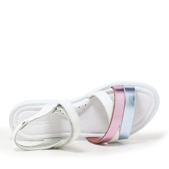 Artico Alexia Hakiki Deri Vaketa Beyaz Kız Çocuk Sandalet - 4