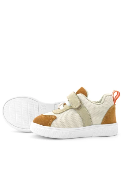 Rakerplus Hakiki Deri Krem Taba Cırtlı Bebek Ayakkabı - Resim 7