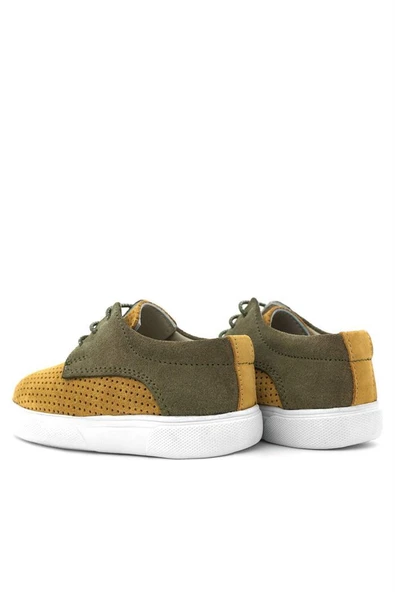 Rakerplus Hakiki Deri Hardal Sarı Haki Lastikli Erkek Çocuk Günlük Ayakkabı - Resim 9