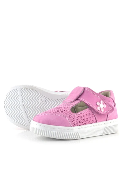 Rakerplus Bheem Hakiki Deri Pembe Cırtlı Çiçek Detaylı Bebek Sandalet - 8