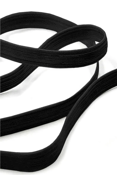 Siyah 20 mm 5 mt Dayanıklı Sert Yassı Elastik Şerit Lastik - 3