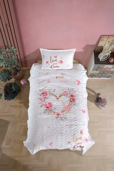 Clasy Ranforce %100 Pamuk Tek Kişilik Dört Mevsim Set Dream V1 Bej ürün görseli