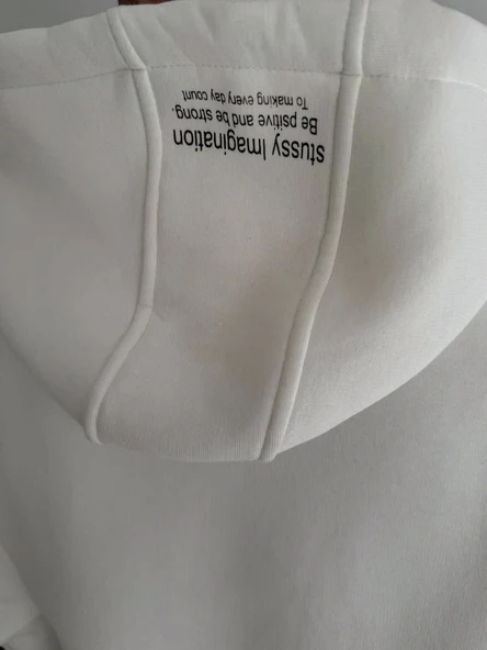 Üç İplik Kapşonlu Baskılı SweatShirt - Beyaz - Resim 5