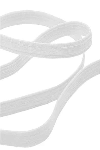 Beyaz 20 mm 5 mt Dayanıklı Sert Yassı Elastik Şerit Lastik - Resim 3