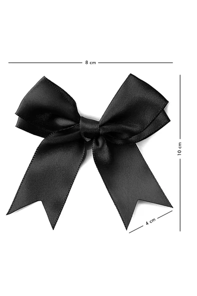 10 Adet Siyah Saten Fiyonk Süsleme Kurdele Seti - 3