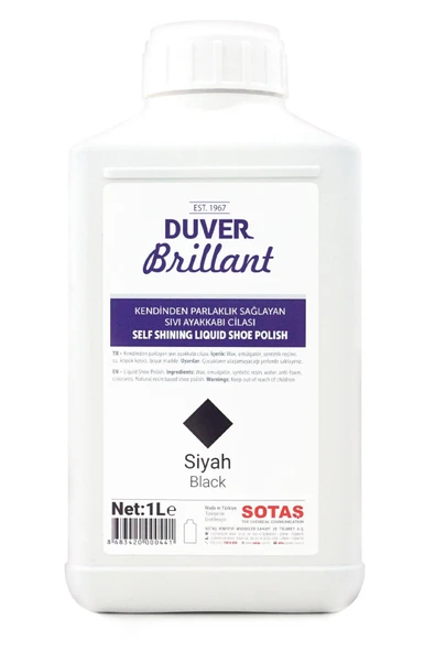 Duver Brillant 1 Litre Siyah Kendinden Parlaklık Sağlayan Sıvı Ayakkabı Cilası ürün görseli