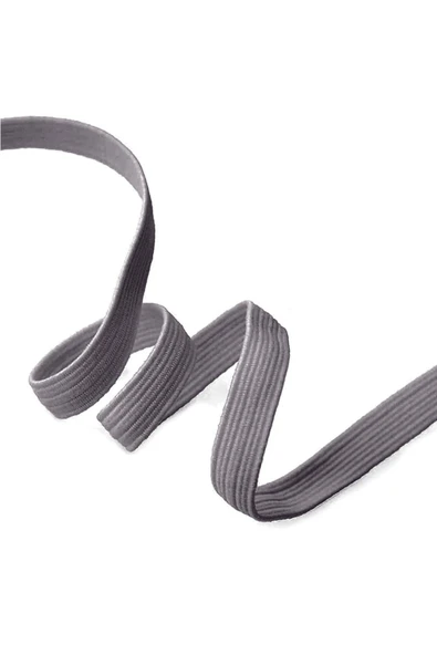 Koyu Gri 12 mm 5 mt Dayanıklı Sert Yassı Elastik Şerit Lastik - 3