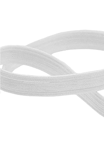 Beyaz 12 mm 5 mt Dayanıklı Sert Yassı Elastik Şerit Lastik - Resim 2