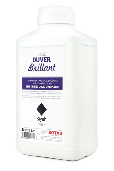 Duver Brillant 1 Litre Siyah Kendinden Parlaklık Sağlayan Sıvı Ayakkabı Cilası - Resim 2